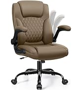 Leather Office Chair, PU Home Computer Desk Chairs with Ergonomic Back Support, 360°Swivel Free,S...