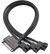 Sata to Fan Adapter Power Splitter Cable for 3 Pin or 4 Pin Computer PC Case Fan,10 inches 2 Pack