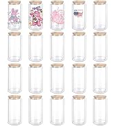25 Pack 16oz Double Wall Glass Tumblers for Sublimation, Pre-Drilled Snowglobe Tumbler Blanks wit...