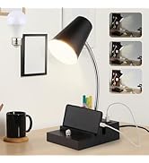 LALISU Study Desk Lamp with USB Charging and Type-C Night Light, Gooseneck LED Table Lamp Steples...