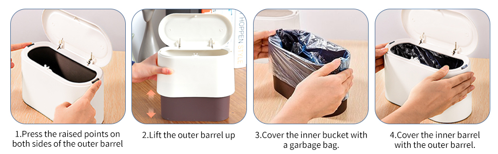 Mini Trash Can with Lid - Removable Small Garbage Can