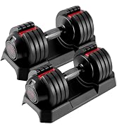 LIFERUN Adjustable Dumbbells Set with 5 Weight Levels, 25 LB Dumbbells with Storage Base, 1-Secon...