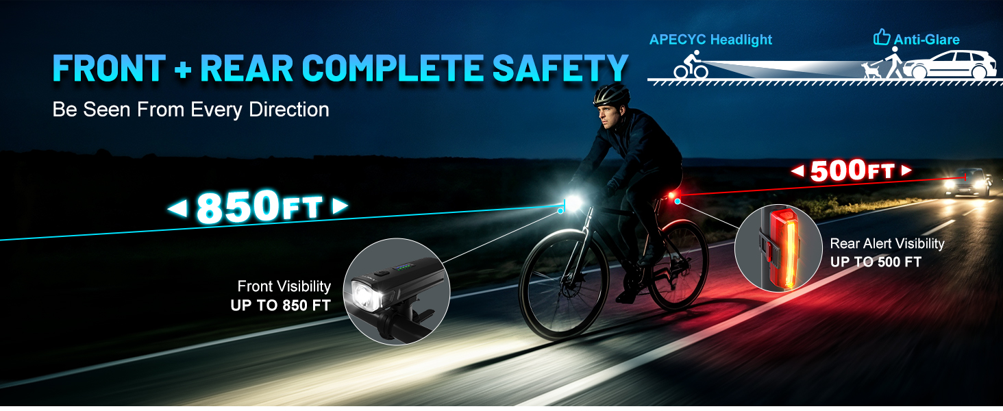 bike lights front and back bicycle lights for night riding bicycle headlight and rear light