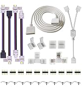 SUPERNIGHT 5PIN LED Strip Connector Kit 10mm 5050 RGBW Connectors Include 9.8FT Extension Cable, ...