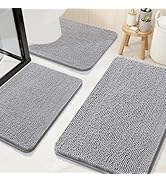 Arotive Bathroom Rugs Sets 3 Piece, Ultra Soft Absorbent Chenille Bath Mats Sets and U-Shaped Con...