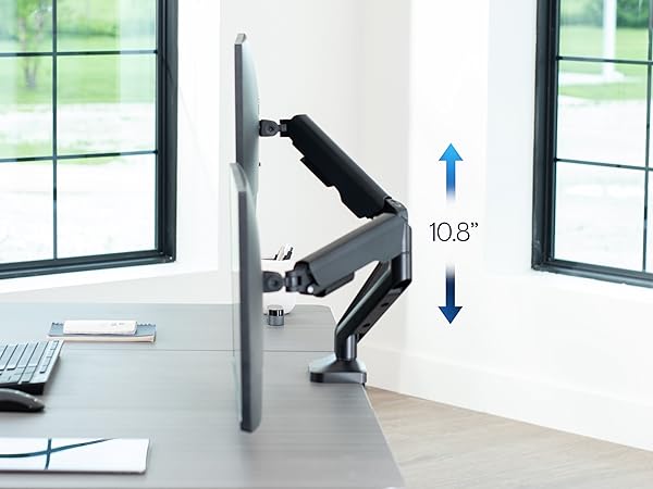 Pneumatic Arm Dual Ultrawide Monitor Desk Mount