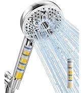 6-Setting Filtered Handheld Shower Head, JDO High Pressure Shower Head with Replaceable Filter Ca...