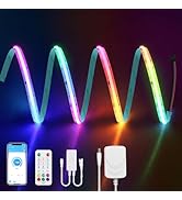 ALITOVE Addressable LED Strip WS2811 Music Sync Color Chasing COB LED Strip Light Bluetooth LED L...