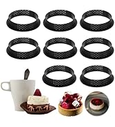 FOVIUPET 8pcs Round Tart Rings 3.15 inch Tart Bottom Tower Cake Ring Mold Non Stick Perforated Ta...