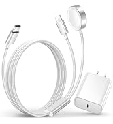 Fast Charging Cable with PD Adapter for iPhone & Apple Watch Charger,USB C 20W Plug Adapter & Por...