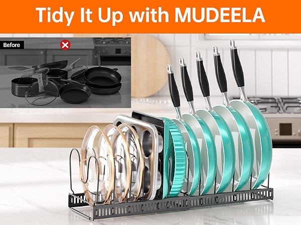 pot and pan organizer for cabinet