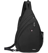 MOSISO Sling Hiking Backpack,Travel Daypack Fan-shaped Rope Crossbody Shoulder Bag, Black