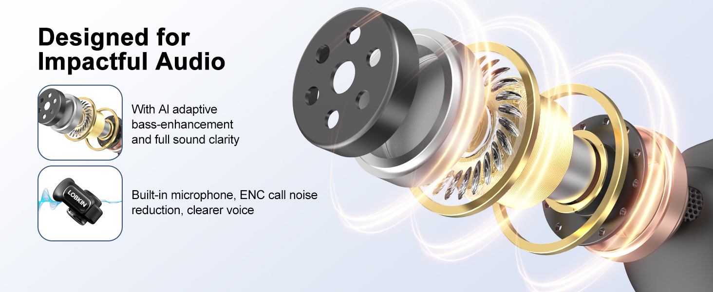 Exploded view of audio device components