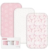 Gllquen Baby 3-Pack Muslin Cotton Bassinet Sheets, 33"x20" Fitted Crib Sheets for Bedside Sleeper...