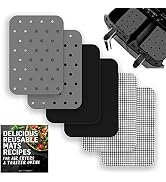 Air Fryer Reusable Mats Accessories for Ninja Foodi Dual DZ201, Double Basket Ninja Air Fryer, Fo...