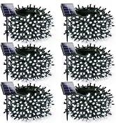 6 Pack Solar Christmas Lights Outdoor Waterproof, 600 LED 198 FT Solar Powered String Lights Outd...