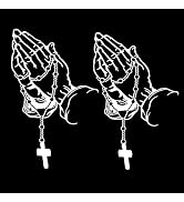 2Pcs Hands Praying Pearl Jesus Car Sticker, Waterproof Christ Decal Stickers for Laptop Motorcycl...