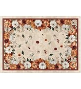 Artoid Mode Pumpkins Floral Corns Fall Area Rug 5x7 Feet | Autumn Thanksgiving Home Decor Non Sli...