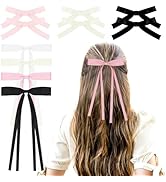 ANBALA 4 PCS Hair Bows for Women Cute Tassel Ribbon Bowknot Hair Clips with Long Tair Mini Pink S...