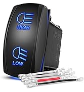 Nilight High Low Beam Headlights Rocker Switch Toggle On Off On Switch DPDT 7Pin 12V 24V High/Low...