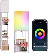 Gupuzm Floor Lamp with Shelves, with Modern Square Standing Lamp with Smart APP Control RGB Bulb,...