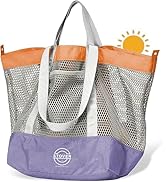 STOVER Large Mesh Beach Bag, Vacation, Pool, Shopping, & Travel Tote - Foldable w/Storage Pockets...
