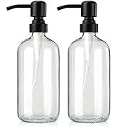 AmazerBath Soap Dispenser, Glass Soap Dispenser with Pump 2 Pack, 17 Oz Hand Soap Dispenser with ...