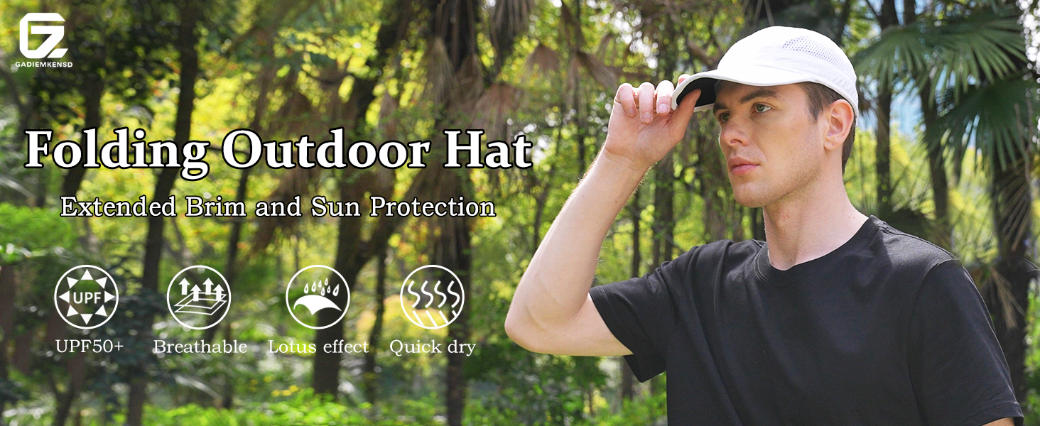 Foldable sun baseball cap with long brim for men outdoor sports