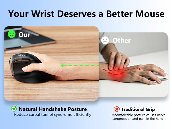 DELUX Wireless Ergonomic Mouse