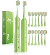 Aneebart 2 Pack Sonic Electric Toothbrush for Adults,12 Brush Heads | USB Rechargeable Sonic Toot...