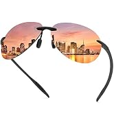 Vepiant Polarized Sunglasses for Men and Women Rimless Frame Driving Glasses UV400 Protection Sha...