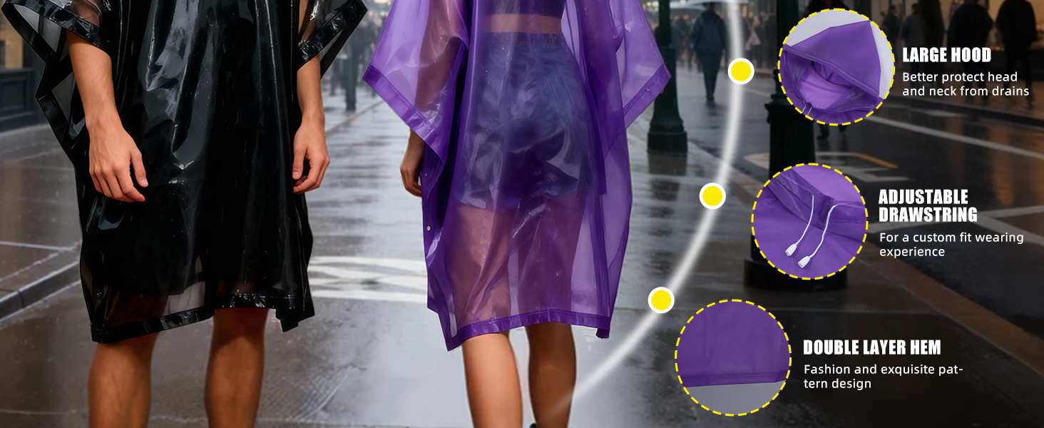 Reusable EVA Raincoats Rain Poncho for Adults