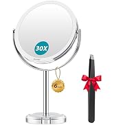 Auxmir 1X/ 30X Magnifying Mirror, Makeup Mirror with Tweezer, Double Sided Round Vanity Tabletop ...