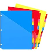 WOT I Plastic 8-Tab Dividers w/Two Pockets - 3 Sets, Multicolor Dividers with Pockets for Binders...