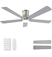 Autoday Ceiling Fans with Lights, 52 Inch Low Profile Ceiling Fan with Light and Remote Control, ...