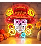 Astuddy Day of the Dead Skull Neon Sign,LED Neon Light Wall Decor for Día de los Muertos,Colorful...