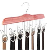 TOPIA HANGER American Red Cedar Wood Belt Hanger, Belt Organizer Rack with 12 Metal Hooks,Closet ...