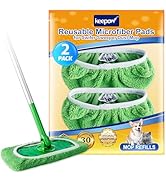 KEEPOW Reusable Microfiber Mop Pads for Swiffer Sweeper Mop, Washable Wet Pad Refills for Wet & D...