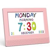 Kids Digital Alarm Clock Colorful, 7" Large LED Time Display Children's Sleep Trainer, Eye-Caring...