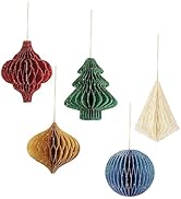 NICROHOME EUR Christmas Party Decorations, 5 PCS Mini Glitter Edge Paper Honeycomb Ornament, Red ...