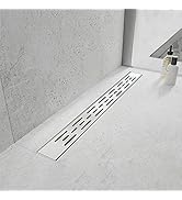Elefloom Linear Shower Drain, Shower Drain 24 inch with Bar Pattern Grate, Durable AISI 304 Stain...