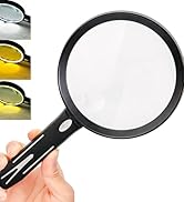 10X Large Magnifying Glass with Light, 5 Inch with 28 LEDs Handheld Magnifier, 1500mAh Rechargeab...