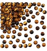 TOAOB 100pcs 8mm Natural Yellow Tiger Eye Gemstone Round Spacer Loose Stone Beads for Jewelry Making