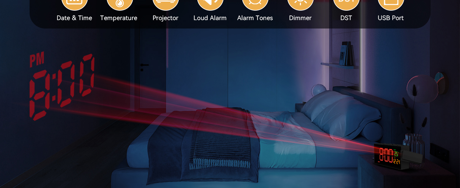Projector Alarm Clock for Bedroom