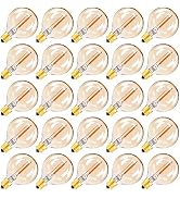 Pack of 25 G40 Amber Glass Replacement Bulbs 1W Equivalent 10W E12 Screw Base Soft Warm Yellow 22...