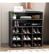 Garden 4 you Shoe Rack Organizer, 5-Tier Wood Cubby Shoe Rack with 2 Storage Shelf and 9 Cubbies,...