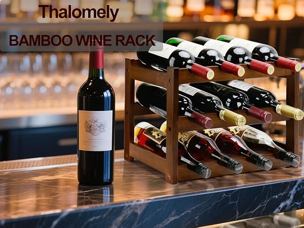 3 Tier Bamboo Wine Rack for Countertop, 12 Bottles Wine Storage Shelf