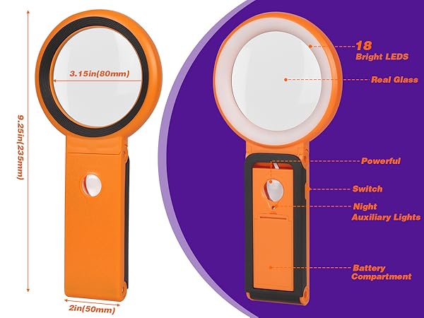 magnifying glass with light