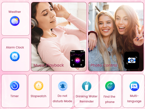 This smart watch for iphone android compatible with more than 20 practical functions