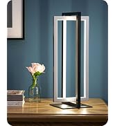 EDISHINE Modern LED Table Lamps, 750LM Dimmable Nightstand Lamp, Silver | 3 Color Temperatures, A...
